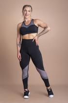 Conjunto Fitness Feminino Calça Legging Cintura Alta Detalhe Na Perna E Top Com Tela Moda Treino Academia F7 NEW STYLE