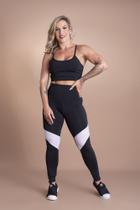 Conjunto Fitness Feminino Calça Legging Cintura Alta Detalhe Na Perna e Top Cropped Alcinha Treino Academia F7 NEW STYLE