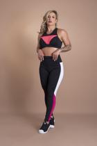 Conjunto Fitness Feminino Calça Legging Recorte Cintura Alta E Top Tela Treino Moda Academia F7 NEW STYLE