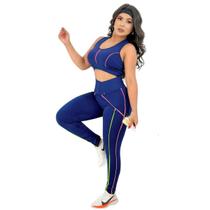 Conjunto Fitness Feminino Calça Legging Top Plus Size