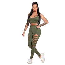 Conjunto Fitness Feminino com Calça Legging Giletada e Top Conjunto Fitness Feminino com Calça Legging Giletada e Top