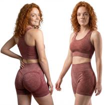 Conjunto Fitness Feminino Cropped Bermuda Levanta Bumbum cor:MarsalaTamanho:Unico Conjunto Fitness Feminino Cropped Bermuda Levanta Bumbum cor:MarsalaTamanho:Unico