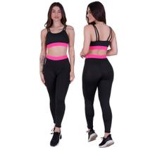 Conjunto Fitness Feminino Legging Cintura Alta E Top Alça Fina Dupla