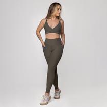 Conjunto Fitness Feminino Legging e Top 3 em 1 Textura Canelado