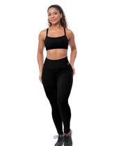 Conjunto Fitness Feminino Legging Top Modelador Cós Alto Zero Transparência Academia Treino Alta Compressão Costas Duplo