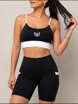Conjunto Fitness Feminino Poliamida UV Preto