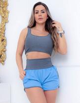 Conjunto Fitness Feminino Running Dry Short com Bolso e Top para Academia