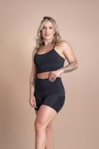 Conjunto Fitness Feminino Short Cintura Alta Com Bolso Tela E Top Cropped Alcinha Moda Academia Treino F7 NEW STYLE