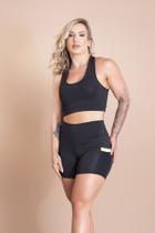 Conjunto Fitness Feminino Short Com Bolso Cabe Celular E Top Nadador Básico Moda Academia F7 NEW STYLE