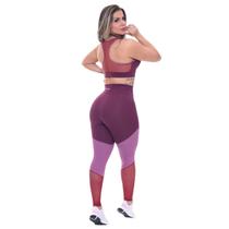 Conjunto Fitness Feminino Top + Calça Legging Zero Transparência Alta Compressão Modeladora UV50+