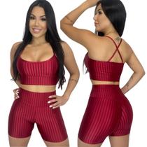 Conjunto Fitness Feminino Top de Alcinha com Bermuda 3D Conjunto Fitness Feminino Top de Alcinha com Bermuda 3D