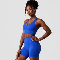 Conjunto Fitness Feminino Top E Short Canelado Poliamida