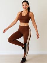 Conjunto Fitness Feminino Top + Legging Marrom Tamanho Único