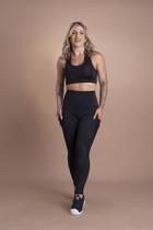 Conjunto Fitness Feminino Top Nadador E Calça Legging Cintura Alta Com Bolso Para Academia F7 NEW STYLE