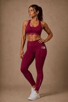 Conjunto Fitness Feminino Uppercut Calça Legging + Top Academia Alta Compressão Poliamida.