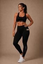 Conjunto Fitness Feminino Uppercut Calça Legging + Top Academia Alta Compressão Poliamida.