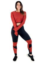 Conjunto Fitness Legging + Cropped Telinha Terracota LX147