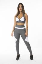 Conjunto Fitness Legging E Top Roupas De Academia Feminina Bicolor Mescla