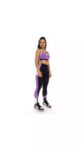 Conjunto Fitness let's gym lilás preto e branco