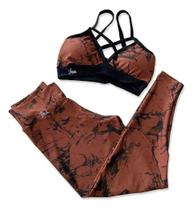 Conjunto Fitness Marmorizado Tie Dye Calça + Top Bojo Conjunto Fitness Marmorizado Tie Dye Calça + Top Bojo