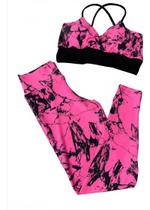 Conjunto Fitness Marmorizado Tie Dye Calça + Top Bojo Conjunto Fitness Marmorizado Tie Dye Calça + Top Bojo