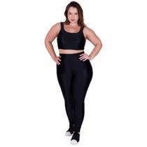 Conjunto Fitness Plus Size Cós Alto By Tina Top de Academia e Calça Cintura Alta - C4 BÁRBARA