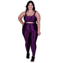 Conjunto Fitness Plus Size Cós Alto Top de Academia e Calça Cintura Alta Barbara