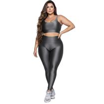Conjunto Fitness Plus Size Top e Calça New Zig 3D Bella Fiore Alta Compressão Academia Musculação