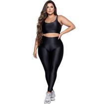 Conjunto Fitness Plus Size Top e Calça New Zig 3D Vekyo Alta Compressão Academia Musculação Cor:PretoTamanho:48Gênero:
