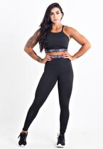 Conjunto Fitness Racy Calça Legging Cintura Alta + Cropped Alcinha com Elásticos REF: CCA5