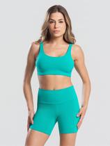 Conjunto Fitness Short Cós Duplo e Top com Elástico em Suplex de Poliamida Academia