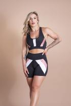 Conjunto Fitness Short Curto Cintura Alta Detalhe E Top Nadador Moda Academia Treino F7 NEW STYLE Conjunto Fitness Short Curto Cintura Alta Detalhe E Top Nadador Moda Academia Treino F7 NEW STYLE