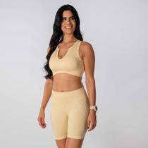 Conjunto Fitness Short E Regata Feminina Nude Alma Genus
