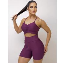 Conjunto Fitness Short e Top Levanta Bum Bum kit Academia