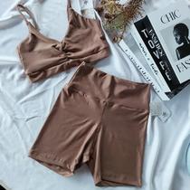 Conjunto Fitness Short Marrom Claro Jade