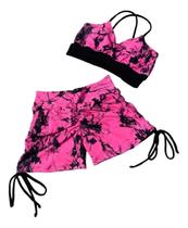 Conjunto Fitness Tie Dye Short Empina Bumbum + Top Bojo Conjunto Fitness Tie Dye Short Empina Bumbum + Top Bojo