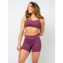 Conjunto Fitness Top Alça Short Legging Poliamida Premium Cós Alto Feminino Liso Básico Academia