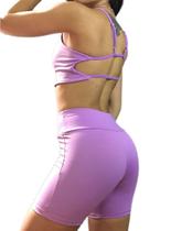 Conjunto Fitness Top Costa Nua e Short Forrado Suplex Poliamida P ao GG Zero Transparência