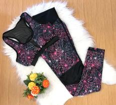 Conjunto fitness top e calça com telinha no joelho tamanho GG