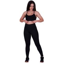 Conjunto Fitness Top e Calça Legging Suplex Lisa Academia Ana e Debi