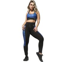 Conjunto Fitness Top E Legging Sublimado Azul WarFit