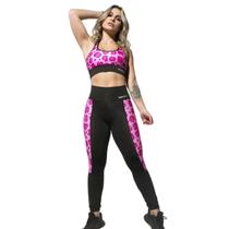 Conjunto Fitness Top E Legging Sublimado Print Pink WarFit
