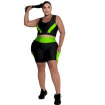 Conjunto Fitness Top e Short com bolso PLUS SIZE e SLIM 40 ao 54 Roupa de academia feminino