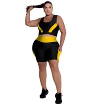 Conjunto Fitness Top e Short com bolso PLUS SIZE e SLIM 40 ao 54 Roupa de academia feminino