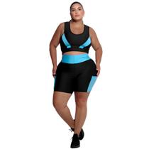 Conjunto Fitness Top e Short com bolso PLUS SIZE e SLIM 40 ao 54 Roupa de academia feminino