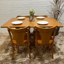 Conjunto Fixo 120x80 Mesa X com 4 cadeiras Italia Madeira Maciça Tauari