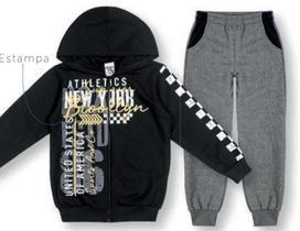 Conjunto Flanelado de Moletom Infantil Capuz Aberto