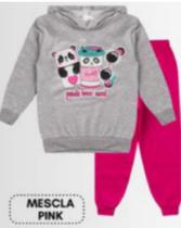 Conjunto Flanelado infantil Feminino Mescla Pink