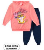 Conjunto Flanelado infantil Feminino Rosa Neon Marinho Conjunto Flanelado infantil Feminino Rosa Neon Marinho