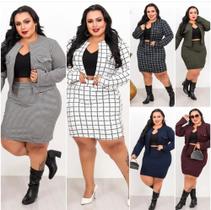 Conjunto Flávia 2 peças sais e blazer xadrez PLUS size